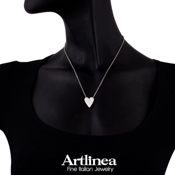 Collana con pendente a cuore in argento 925 rodiata con zirconi bianchi - ZCL1416-LB - immagine 2